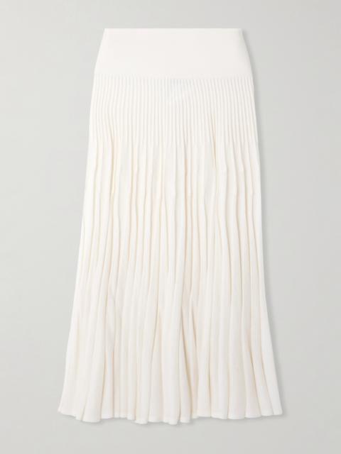 Alaïa Pleated Wool Midi Skirt