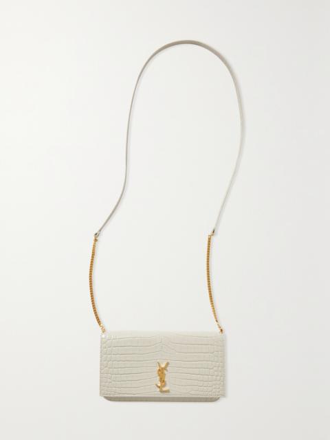 SAINT LAURENT Cassandre Strap Leather Phone Case