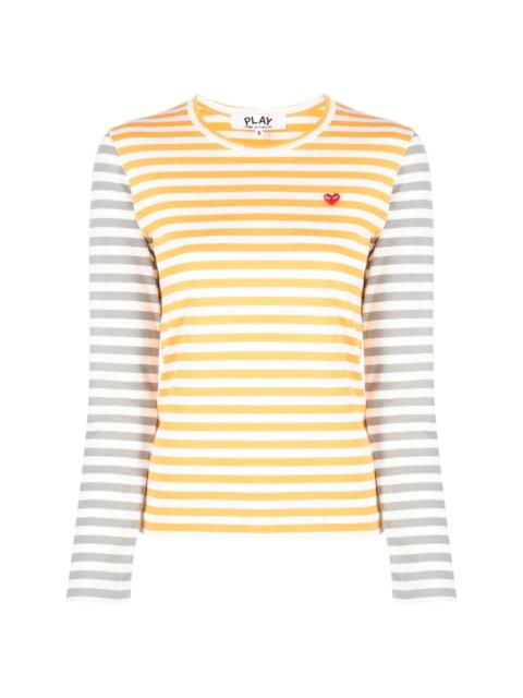 Comme des Garçons PLAY logo-patch striped T-shirt