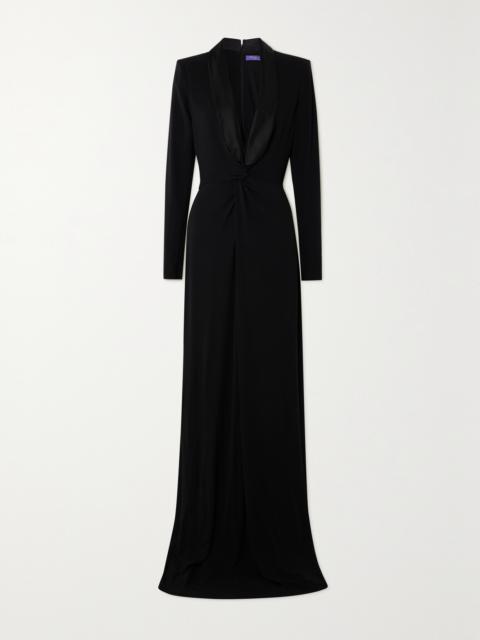 Ralph Lauren Danon Satin-trimmed Stretch-crepe Gown