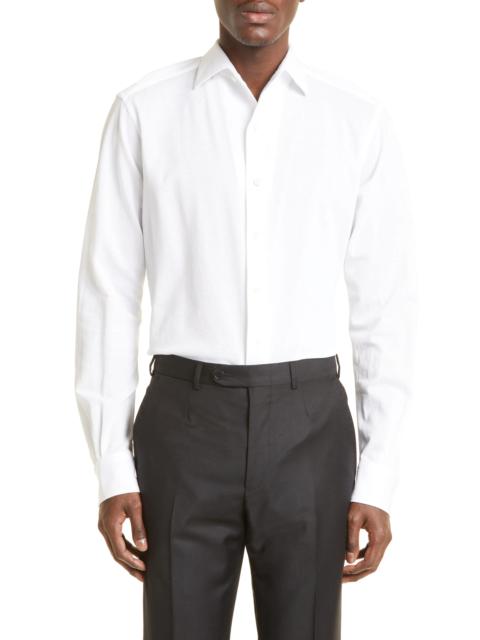 Cotton Jersey Button-Up Shirt