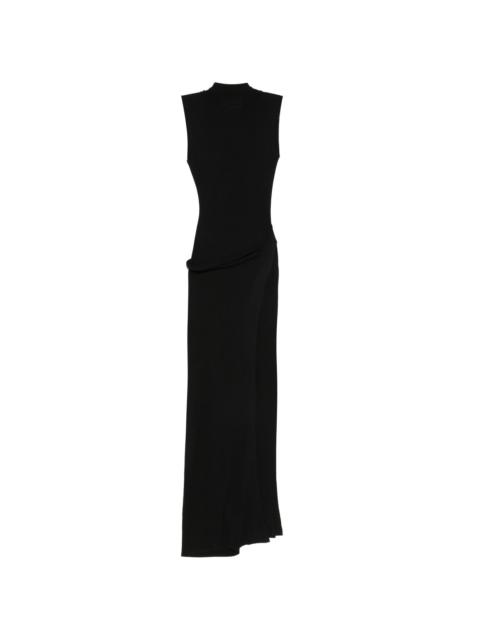 attached-scarf midi dress