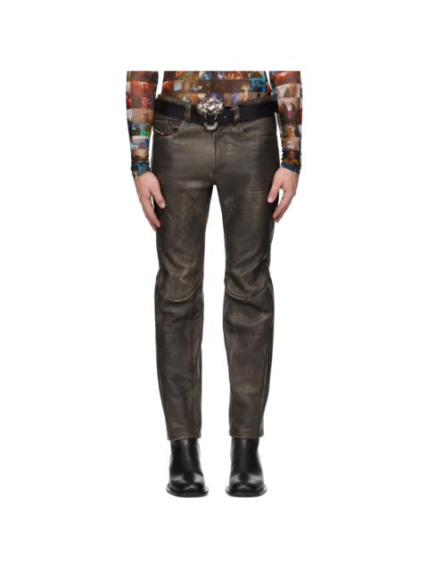 Diesel Brown P-Nash-Leat Leather Pants