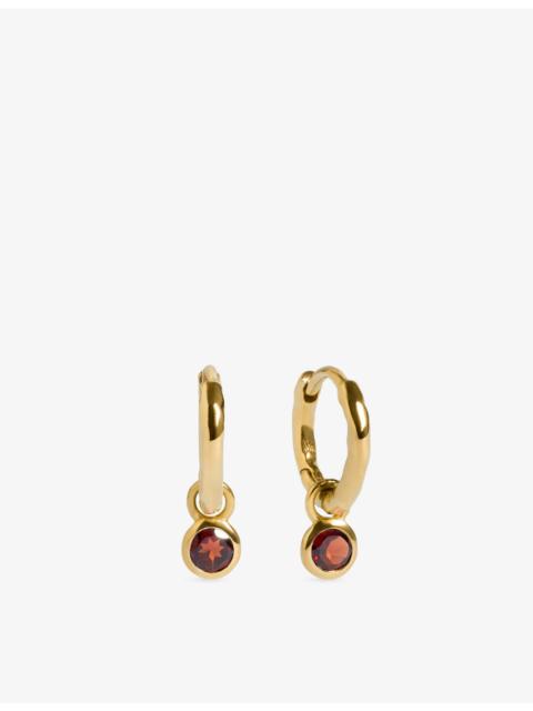 MONICA VINADER January Birthstone 18ct Yellow-Gold Vermeil and Red Garnet Huggie Earrings