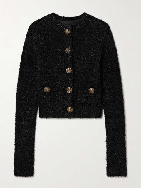 BALENCIAGA Cropped metallic cotton-blend tweed cardigan