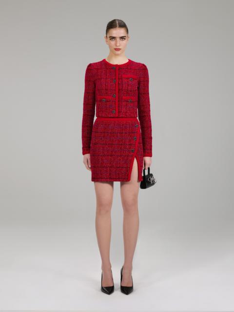 Red Melange Knit Mini Skirt