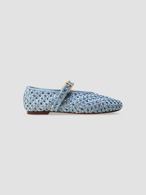 NAGHEDI Women's Sydney Satin Mary Jane Flats - Celeste