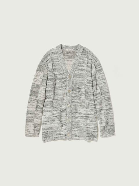 AURALEE STRUCTURED COTTON LINEN PANEL KNIT CARDIGAN