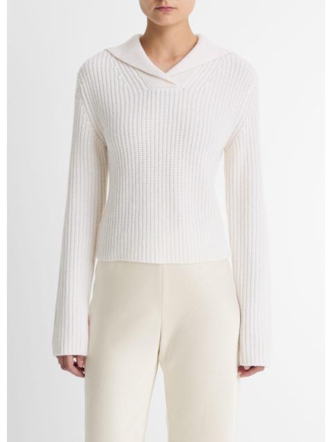 Vince Ribbed Wool-Cashmere Sailor-Collar Sweater