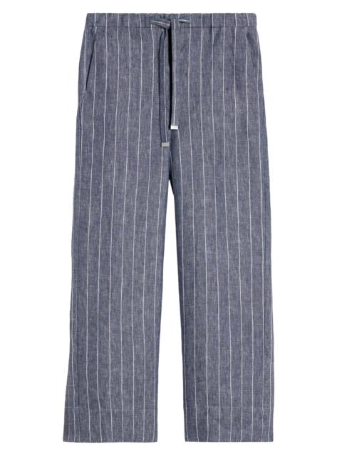 Max Mara Women's Denim Look Pinstripe Linen Trousers - Ultramarine