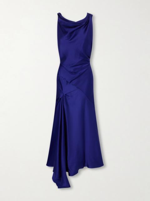 Victoria Beckham Asymmetric Draped Gathered Satin-crepe Dress