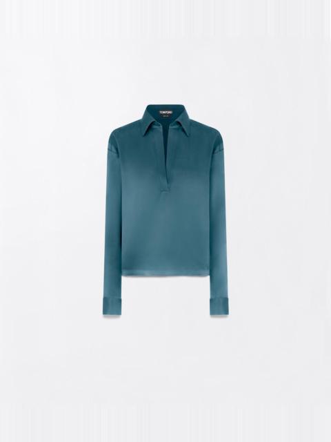 TOM FORD PEACH-FEEL SILK SATIN POLO