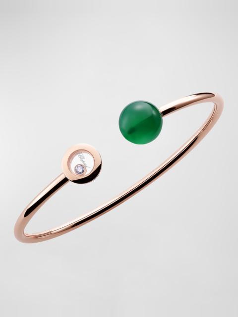Chopard Happy Diamonds Planet 18K Rose Gold Green Agate Bracelet, Size Medium