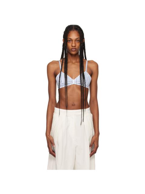 Dries Van Noten White & Blue Striped Bra