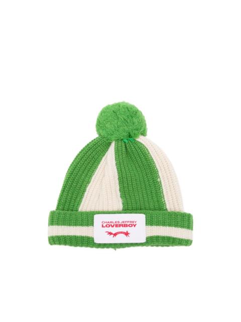 CHARLES JEFFREY LOVERBOY striped-print pompom beanie hat