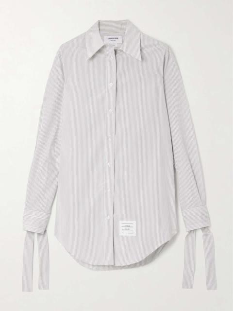 Thom Browne Appliquéd striped silk and cotton-blend mini shirt dress