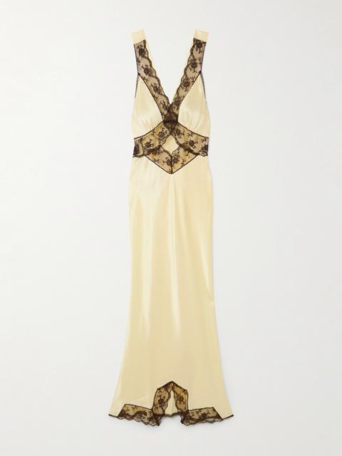 SIR. Willa Lace-trimmed Cutout Silk Maxi Dress