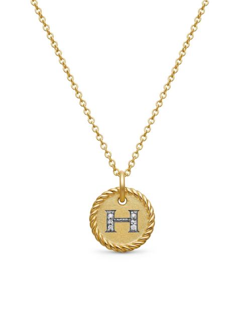 DAVID YURMAN Women's Initial Charm Necklace in 18K Yellow Gold with Pavé Diamonds - Initial H