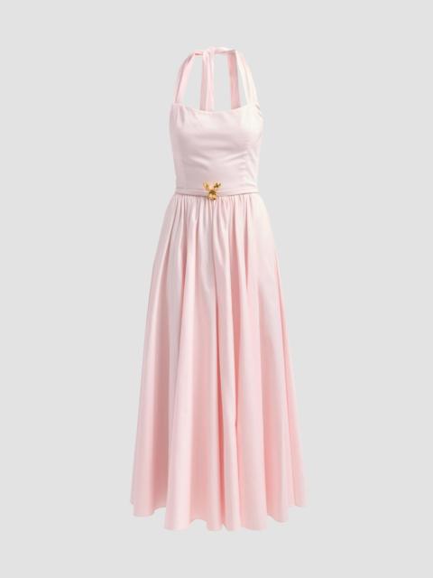 Oscar de la Renta Women's Brooch-Detail Poplin Halter Day Dress - Soft Blossom
