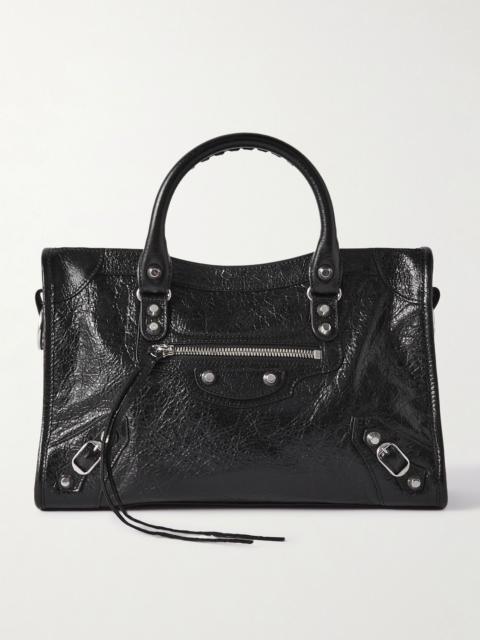 BALENCIAGA Le City small textured-leather tote Black
