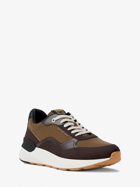 MICHAEL KORS Trevor Leather and Corded Twill Trainer
