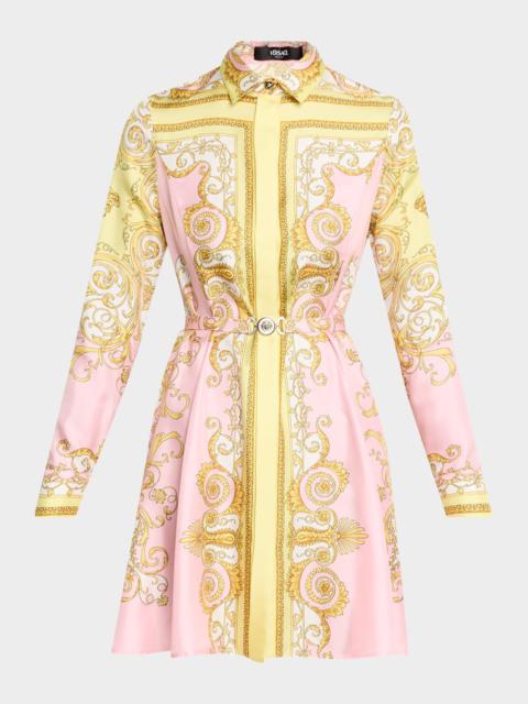 VERSACE Spring Barocco Silk Twill Mini Dress