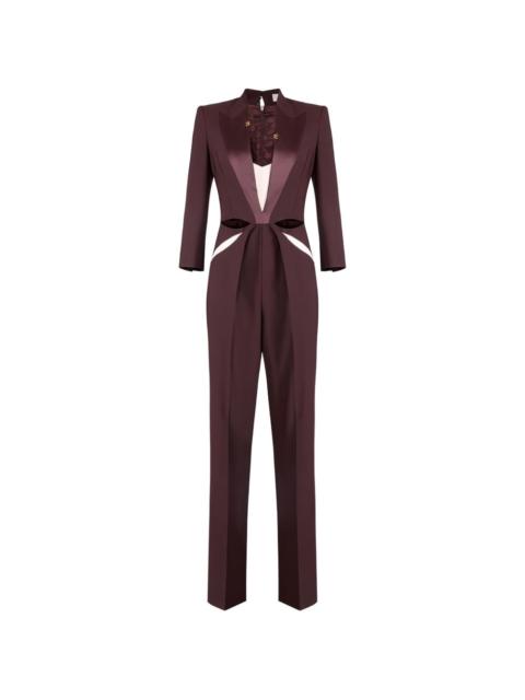 ELISABETTA FRANCHI cut-out satin-lapel jumpsuit