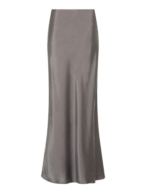 Silk-Blend Maxi Skirt dark grey