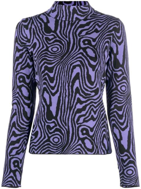 graphic-print roll-neck jumper