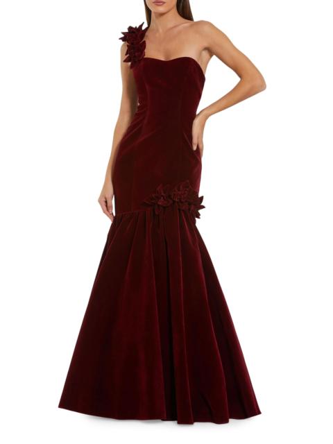 MAC DUGGAL Women's Velvet One-Shoulder Trumpet Bubble Hem Gown - Amethyst