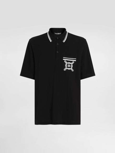 Dolce & Gabbana Cotton polo-shirt with bandanna-print details
