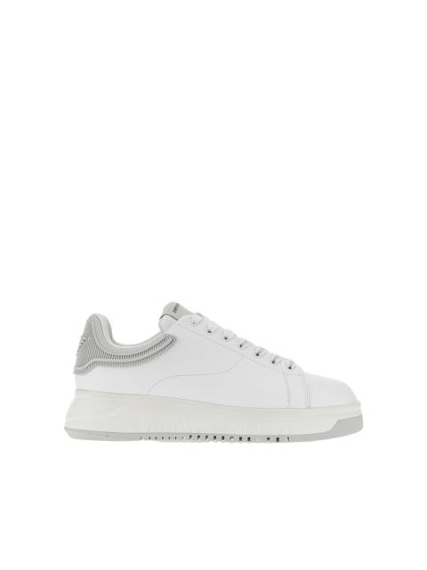 EMPORIO ARMANI LEATHER SNEAKERS WITH EAGLE LOGO