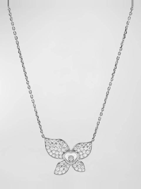 Happy Butterfly 18K White Gold Diamond Pendant Necklace