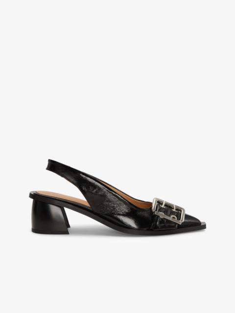 GANNI BLACK FEMININE BUCKLE SLINGBACK PUMPS