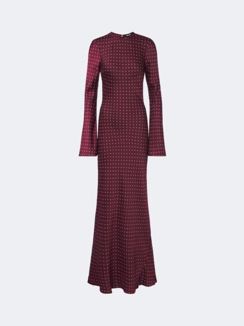 ROTATE Polka-dot satin maxi dress