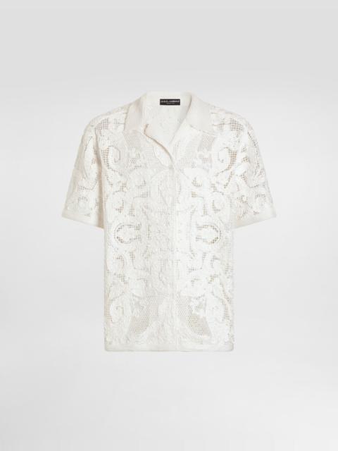 Dolce & Gabbana Cotton shirt with macramé embroidery
