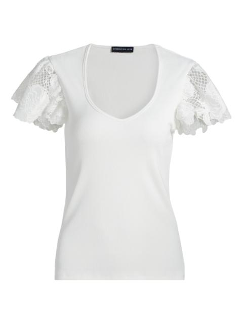 GENERATION LOVE Women's Kika Jersey Lace Sweetheart T-Shirt - White