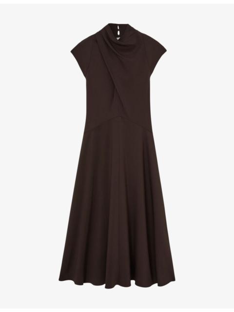 REISS Alma High-Neck Stretch-Woven Midi Dress