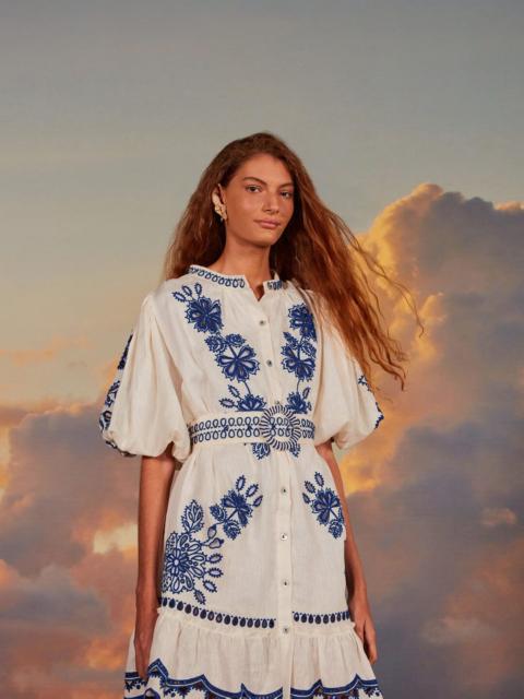 FARM RIO White Richelieu Euroflax™ Premium Linen Mini Dress