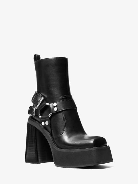 MICHAEL KORS Crosby Leather Platform Moto Boot