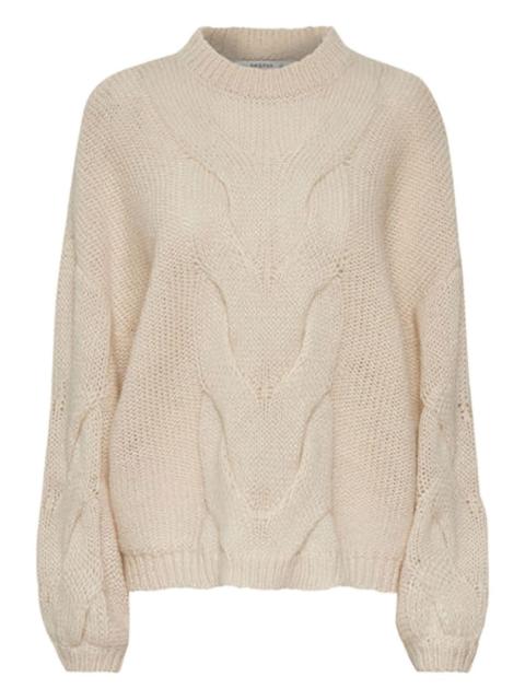 GESTUZ cable-knit crew-neck sweater