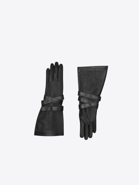 SAINT LAURENT aviator gloves in leather