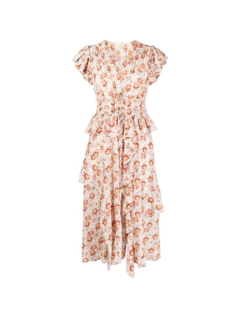 floral-print ruffled dress