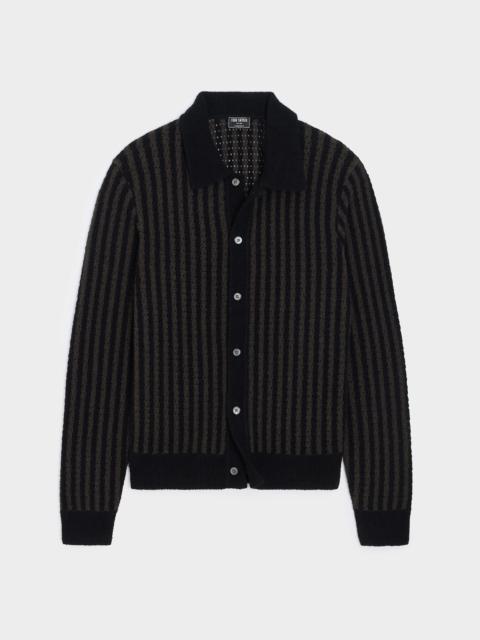 TODD SNYDER Striped Boucle Sweater Polo