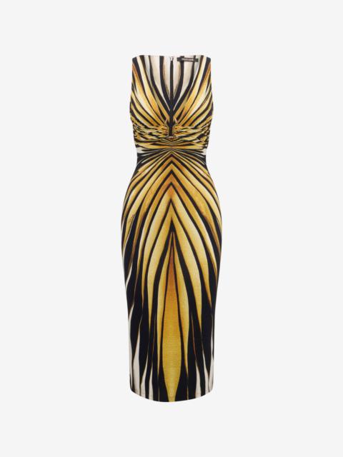 Roberto Cavalli Ray Of Gold Print Dress Midi