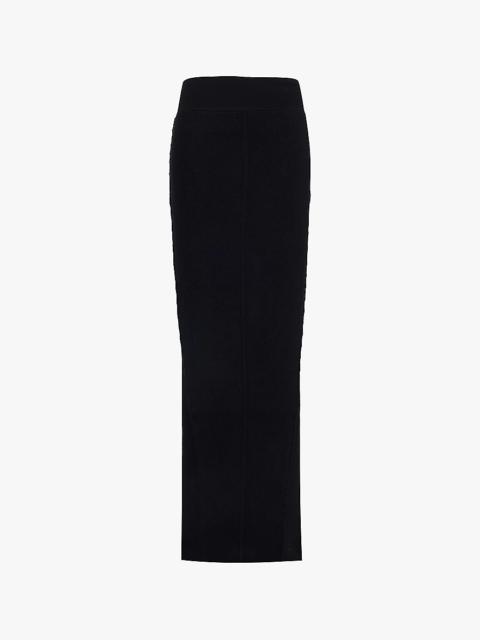 Elasticated-waist slim-fit high-rise cashmere and wool maxi skirt