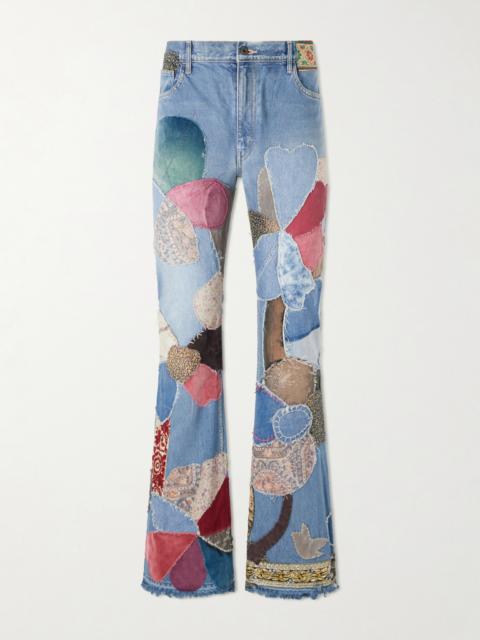 Kapital Rat Flared Patchwork Frayed Jeans