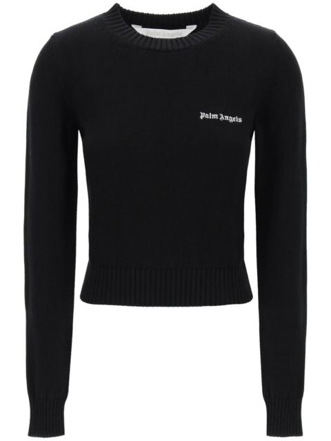 CROPPED PULLOVER WITH EMBROIDERED LOGO