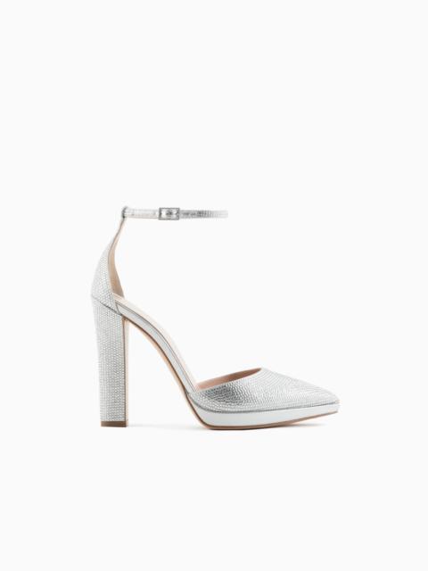 GIORGIO ARMANI Rhinestone and Lurex d'Orsay court shoes