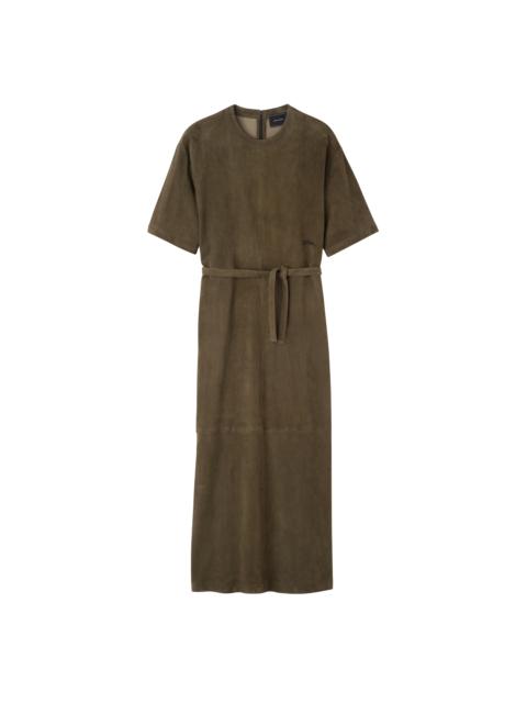 Longchamp Leather long dress Khaki - Leather